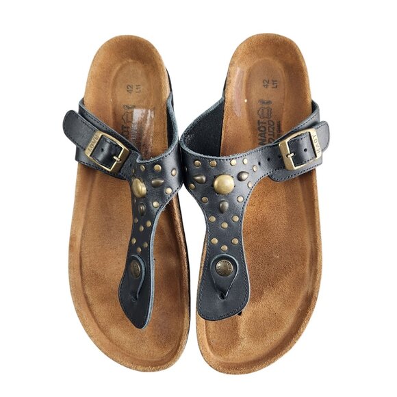 Naot Womens Leather Studded Sandals Size 42 Black & Brown - Picture 2 of 7